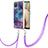 Coque Silicone Motif Fantaisie Souple Couleur Unie Etui Housse avec Laniere Strap YB7 pour Samsung Galaxy M12 Petit