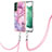 Coque Silicone Motif Fantaisie Souple Couleur Unie Etui Housse avec Laniere Strap YB7 pour Samsung Galaxy S22 5G Petit