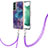 Coque Silicone Motif Fantaisie Souple Couleur Unie Etui Housse avec Laniere Strap YB7 pour Samsung Galaxy S22 5G Violet