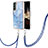 Coque Silicone Motif Fantaisie Souple Couleur Unie Etui Housse avec Laniere Strap YB7 pour Samsung Galaxy S24 5G Bleu