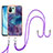 Coque Silicone Motif Fantaisie Souple Couleur Unie Etui Housse avec Laniere Strap YB7 pour Xiaomi Mi 11 Lite 4G Violet