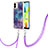Coque Silicone Motif Fantaisie Souple Couleur Unie Etui Housse avec Laniere Strap YB7 pour Xiaomi Poco C50 Violet