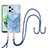 Coque Silicone Motif Fantaisie Souple Couleur Unie Etui Housse avec Laniere Strap YB7 pour Xiaomi Poco X5 5G Bleu