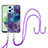 Coque Silicone Motif Fantaisie Souple Couleur Unie Etui Housse avec Laniere Strap YB7 pour Xiaomi Poco X5 5G Violet