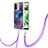 Coque Silicone Motif Fantaisie Souple Couleur Unie Etui Housse avec Laniere Strap YB7 pour Xiaomi Redmi 11A 4G Violet