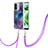 Coque Silicone Motif Fantaisie Souple Couleur Unie Etui Housse avec Laniere Strap YB7 pour Xiaomi Redmi 12C 4G Violet