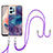 Coque Silicone Motif Fantaisie Souple Couleur Unie Etui Housse avec Laniere Strap YB7 pour Xiaomi Redmi Note 12 4G Violet