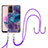 Coque Silicone Motif Fantaisie Souple Couleur Unie Etui Housse avec Laniere Strap YB7 pour Xiaomi Redmi Note 12S Violet