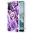 Coque Silicone Motif Fantaisie Souple Couleur Unie Etui Housse avec Support Bague Anneau Y01B pour OnePlus Nord N200 5G Violet