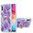 Coque Silicone Motif Fantaisie Souple Couleur Unie Etui Housse avec Support Bague Anneau Y01B pour Samsung Galaxy A30S Violet