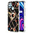 Coque Silicone Motif Fantaisie Souple Couleur Unie Etui Housse avec Support Bague Anneau Y02B pour Realme C21Y Noir