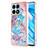 Coque Silicone Motif Fantaisie Souple Couleur Unie Etui Housse avec Support Bague Anneau Y03B pour Huawei Honor X8a 4G Bleu