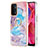 Coque Silicone Motif Fantaisie Souple Couleur Unie Etui Housse avec Support Bague Anneau Y03B pour Oppo A74 5G Bleu