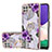 Coque Silicone Motif Fantaisie Souple Couleur Unie Etui Housse avec Support Bague Anneau Y03B pour Samsung Galaxy F42 5G Violet