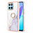 Coque Silicone Motif Fantaisie Souple Couleur Unie Etui Housse avec Support Bague Anneau Y05B pour Huawei Honor 70 Lite 5G Blanc