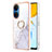 Coque Silicone Motif Fantaisie Souple Couleur Unie Etui Housse avec Support Bague Anneau Y05B pour Huawei Honor X7 Blanc