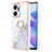 Coque Silicone Motif Fantaisie Souple Couleur Unie Etui Housse avec Support Bague Anneau Y05B pour Huawei Honor X7a Blanc