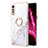 Coque Silicone Motif Fantaisie Souple Couleur Unie Etui Housse avec Support Bague Anneau Y05B pour LG Velvet 4G Blanc