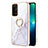 Coque Silicone Motif Fantaisie Souple Couleur Unie Etui Housse avec Support Bague Anneau Y05B pour Oppo A54 5G Blanc