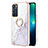 Coque Silicone Motif Fantaisie Souple Couleur Unie Etui Housse avec Support Bague Anneau Y05B pour Oppo Reno6 5G Blanc