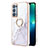 Coque Silicone Motif Fantaisie Souple Couleur Unie Etui Housse avec Support Bague Anneau Y05B pour Oppo Reno6 Pro 5G Blanc