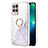 Coque Silicone Motif Fantaisie Souple Couleur Unie Etui Housse avec Support Bague Anneau Y05B pour Realme 8i Blanc