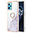 Coque Silicone Motif Fantaisie Souple Couleur Unie Etui Housse avec Support Bague Anneau Y05B pour Realme 9 4G Blanc