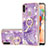 Coque Silicone Motif Fantaisie Souple Couleur Unie Etui Housse avec Support Bague Anneau Y05B pour Samsung Galaxy A11 Violet