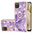 Coque Silicone Motif Fantaisie Souple Couleur Unie Etui Housse avec Support Bague Anneau Y05B pour Samsung Galaxy A12 Violet