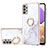 Coque Silicone Motif Fantaisie Souple Couleur Unie Etui Housse avec Support Bague Anneau Y05B pour Samsung Galaxy A13 4G Blanc