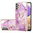 Coque Silicone Motif Fantaisie Souple Couleur Unie Etui Housse avec Support Bague Anneau Y05B pour Samsung Galaxy A13 4G Violet Clair