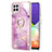 Coque Silicone Motif Fantaisie Souple Couleur Unie Etui Housse avec Support Bague Anneau Y05B pour Samsung Galaxy A22 4G Petit