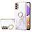 Coque Silicone Motif Fantaisie Souple Couleur Unie Etui Housse avec Support Bague Anneau Y05B pour Samsung Galaxy A53 5G Blanc