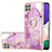 Coque Silicone Motif Fantaisie Souple Couleur Unie Etui Housse avec Support Bague Anneau Y05B pour Samsung Galaxy F42 5G Violet Clair
