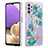 Coque Silicone Motif Fantaisie Souple Couleur Unie Etui Housse avec Support Bague Anneau Y06B pour Samsung Galaxy A13 4G Cyan