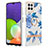 Coque Silicone Motif Fantaisie Souple Couleur Unie Etui Housse avec Support Bague Anneau Y06B pour Samsung Galaxy A22 4G Bleu