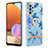 Coque Silicone Motif Fantaisie Souple Couleur Unie Etui Housse avec Support Bague Anneau Y06B pour Samsung Galaxy A32 4G Bleu