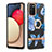 Coque Silicone Motif Fantaisie Souple Couleur Unie Etui Housse avec Support Bague Anneau Y06B pour Samsung Galaxy F02S SM-E025F Bleu