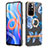 Coque Silicone Motif Fantaisie Souple Couleur Unie Etui Housse avec Support Bague Anneau Y06B pour Xiaomi Poco M4 Pro 5G Bleu