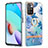Coque Silicone Motif Fantaisie Souple Couleur Unie Etui Housse avec Support Bague Anneau Y06B pour Xiaomi Redmi Note 11 4G (2021) Bleu