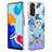 Coque Silicone Motif Fantaisie Souple Couleur Unie Etui Housse avec Support Bague Anneau Y06B pour Xiaomi Redmi Note 11 4G (2022) Bleu