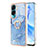 Coque Silicone Motif Fantaisie Souple Couleur Unie Etui Housse avec Support Bague Anneau YB1 pour Huawei Honor 90 Lite 5G Bleu