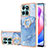 Coque Silicone Motif Fantaisie Souple Couleur Unie Etui Housse avec Support Bague Anneau YB1 pour Huawei Honor X6a Bleu