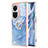 Coque Silicone Motif Fantaisie Souple Couleur Unie Etui Housse avec Support Bague Anneau YB1 pour Oppo Reno10 5G Bleu