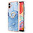 Coque Silicone Motif Fantaisie Souple Couleur Unie Etui Housse avec Support Bague Anneau YB1 pour Samsung Galaxy A04E Bleu