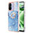 Coque Silicone Motif Fantaisie Souple Couleur Unie Etui Housse avec Support Bague Anneau YB1 pour Xiaomi Poco C55 Bleu