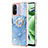 Coque Silicone Motif Fantaisie Souple Couleur Unie Etui Housse avec Support Bague Anneau YB1 pour Xiaomi Redmi 11A 4G Bleu