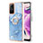 Coque Silicone Motif Fantaisie Souple Couleur Unie Etui Housse avec Support Bague Anneau YB1 pour Xiaomi Redmi Note 12S Bleu