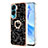 Coque Silicone Motif Fantaisie Souple Couleur Unie Etui Housse avec Support Bague Anneau YB2 pour Huawei Honor 90 Lite 5G Noir