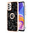 Coque Silicone Motif Fantaisie Souple Couleur Unie Etui Housse avec Support Bague Anneau YB2 pour Samsung Galaxy A72 4G Noir